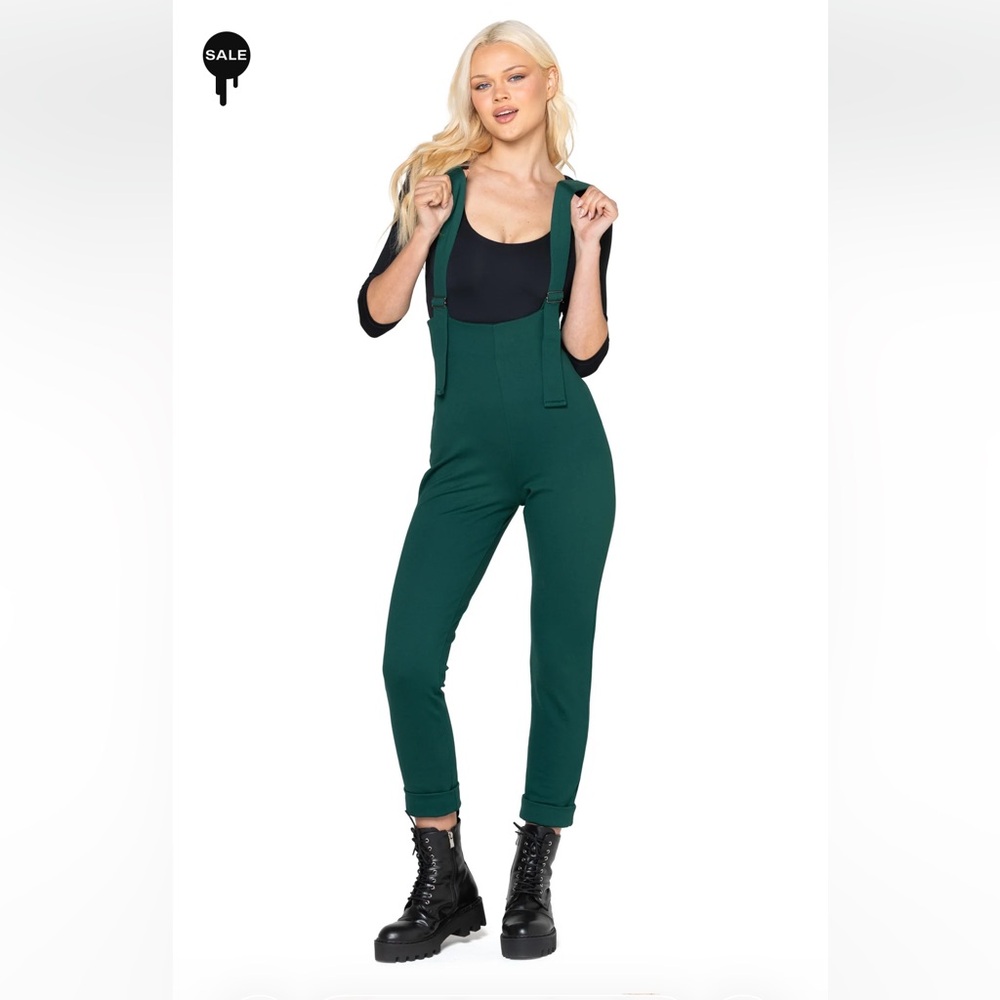 Blackmilk Moss Push It Ponte Ultra High Overalls Green Medium